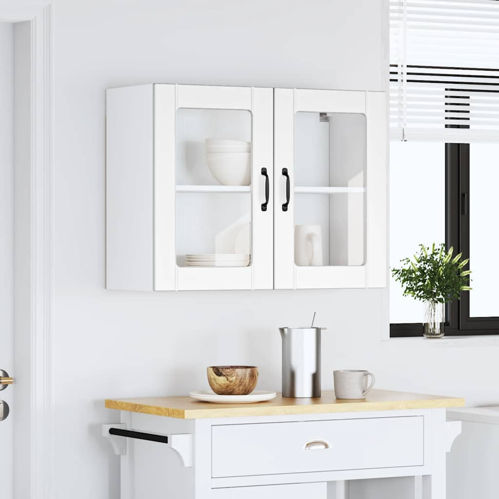 vidaXL Kitchen Wall Cabinet with Glass Door Lucca White Engineered Wood