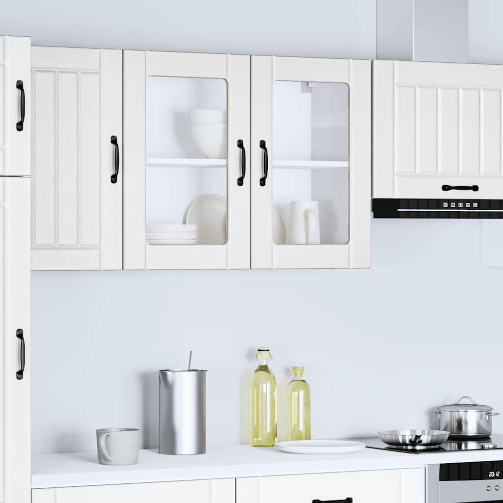 vidaXL Kitchen Wall Cabinet with Glass Door Lucca White Engineered Wood