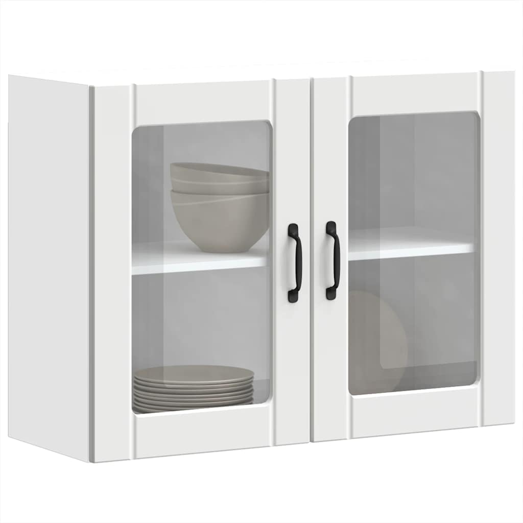 vidaXL Kitchen Wall Cabinet with Glass Door Lucca White Engineered Wood