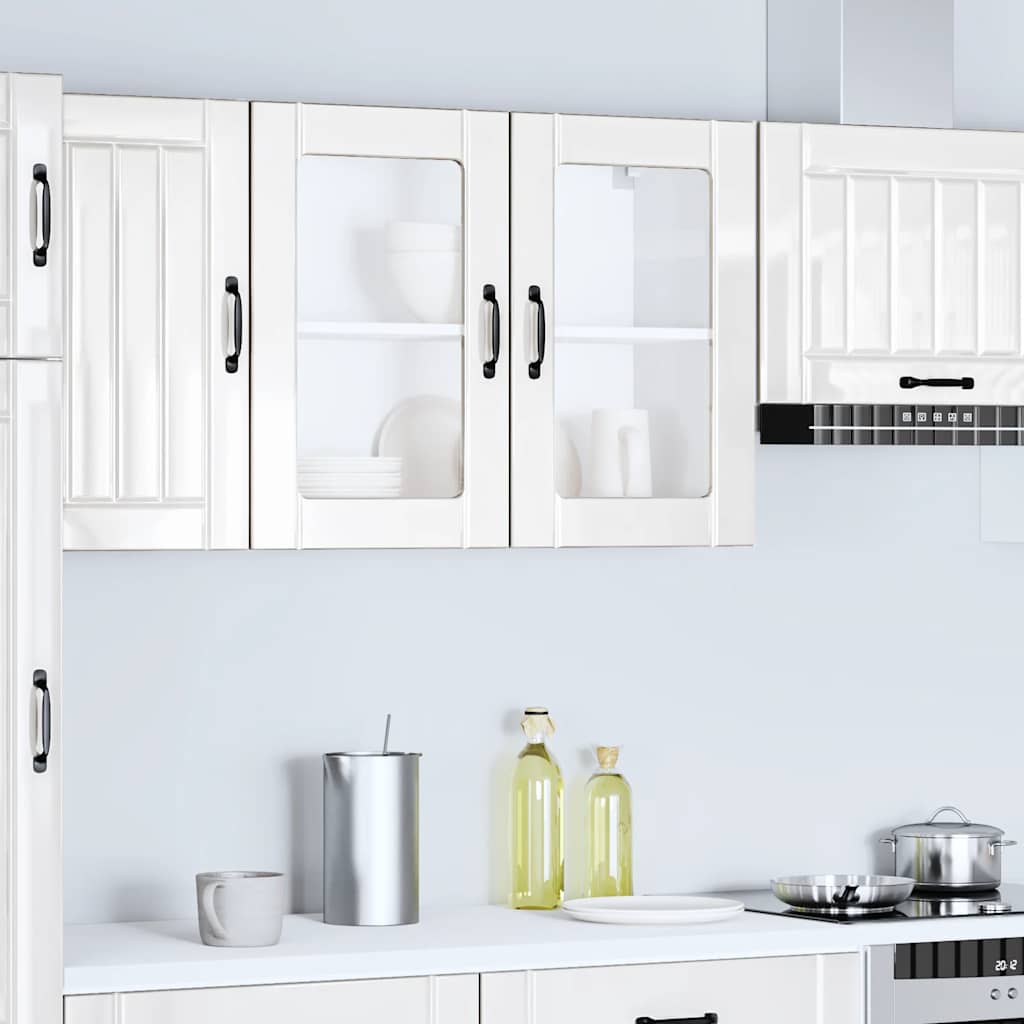 vidaXL Kitchen Wall Cabinet with Glass Door Lucca High Gloss White Engineered Wood