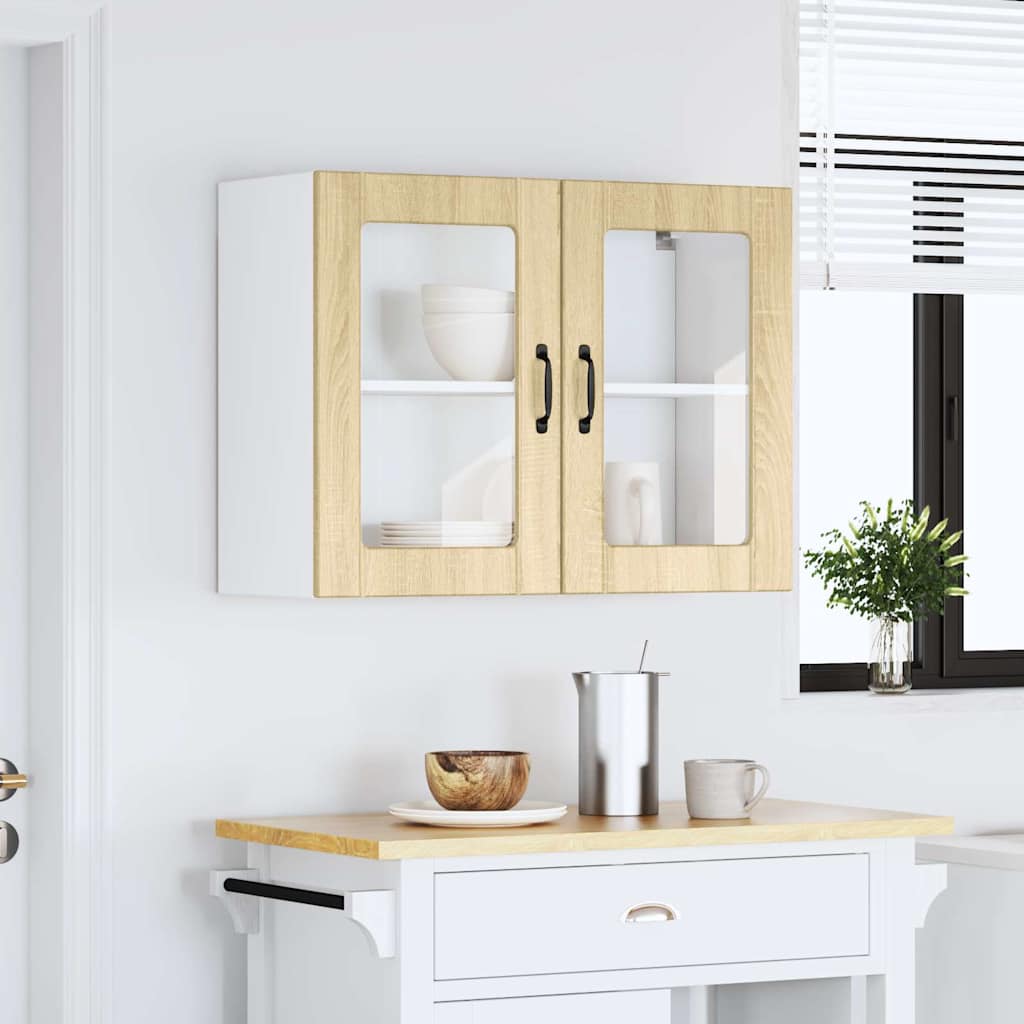 vidaXL Kitchen Wall Cabinet with Glass Door Lucca Sonoma Oak Engineered Wood