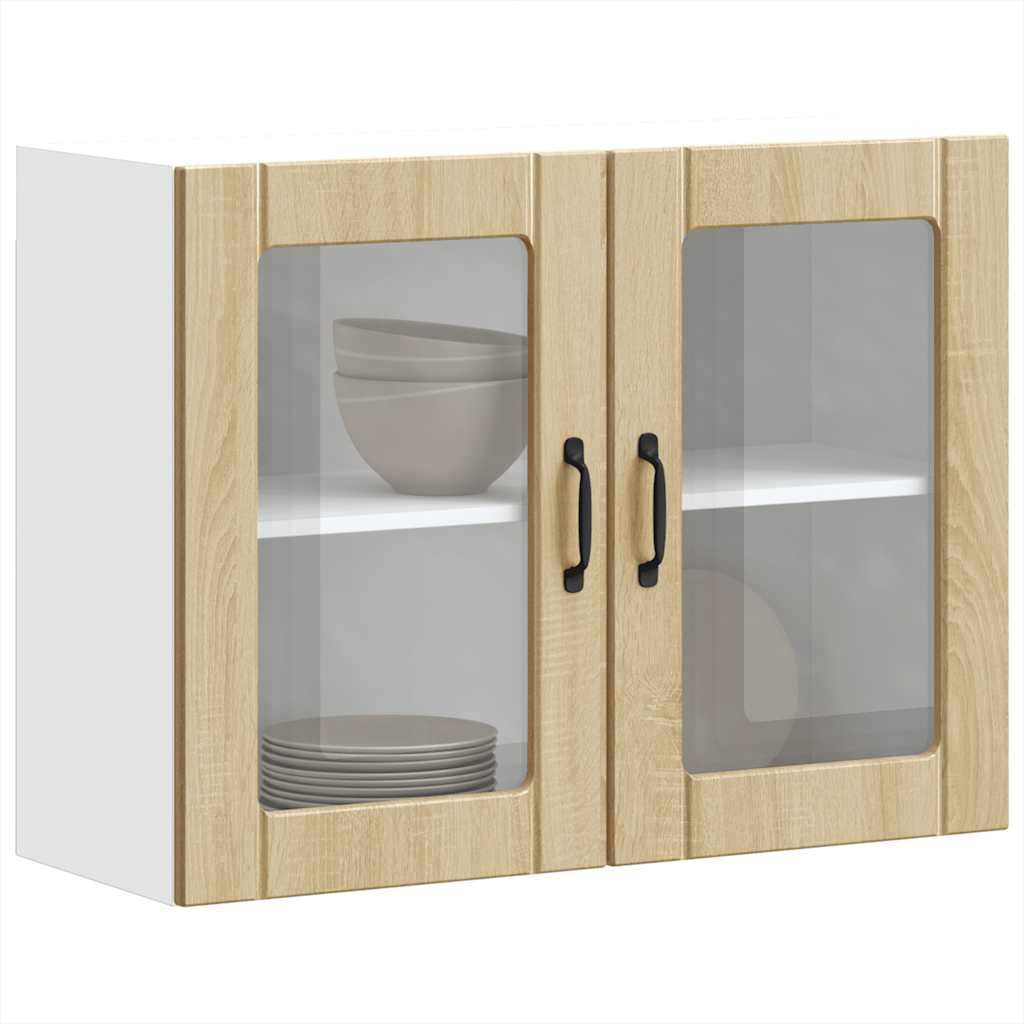 vidaXL Kitchen Wall Cabinet with Glass Door Lucca Sonoma Oak Engineered Wood