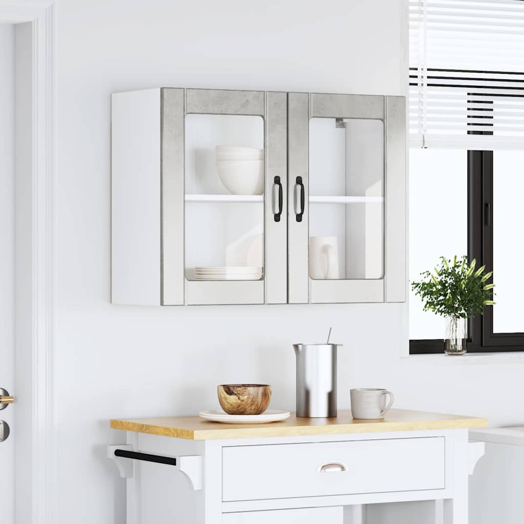 Kitchen Wall Cabinet with Glass Door "Lucca" Concrete Grey