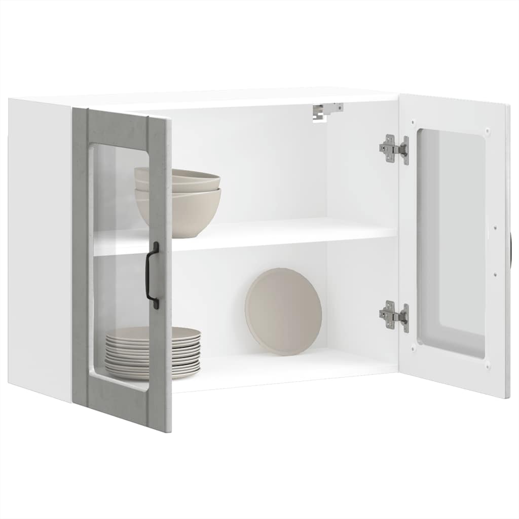 Kitchen Wall Cabinet with Glass Door "Lucca" Concrete Grey