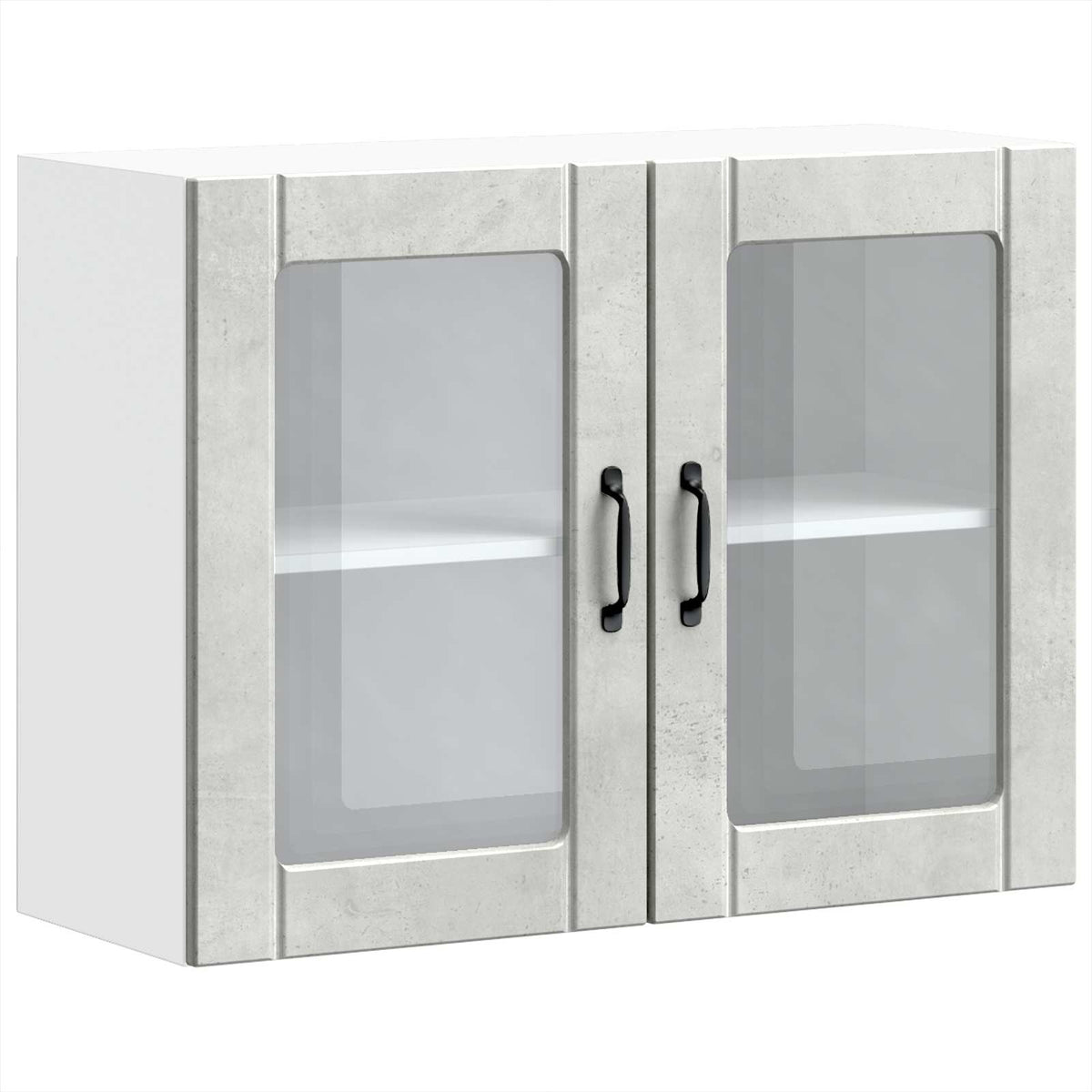 Kitchen Wall Cabinet with Glass Door "Lucca" Concrete Grey