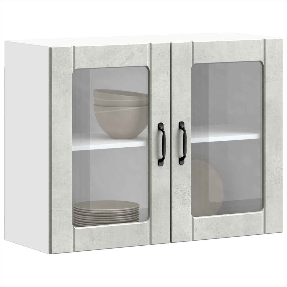 Kitchen Wall Cabinet with Glass Door "Lucca" Concrete Grey