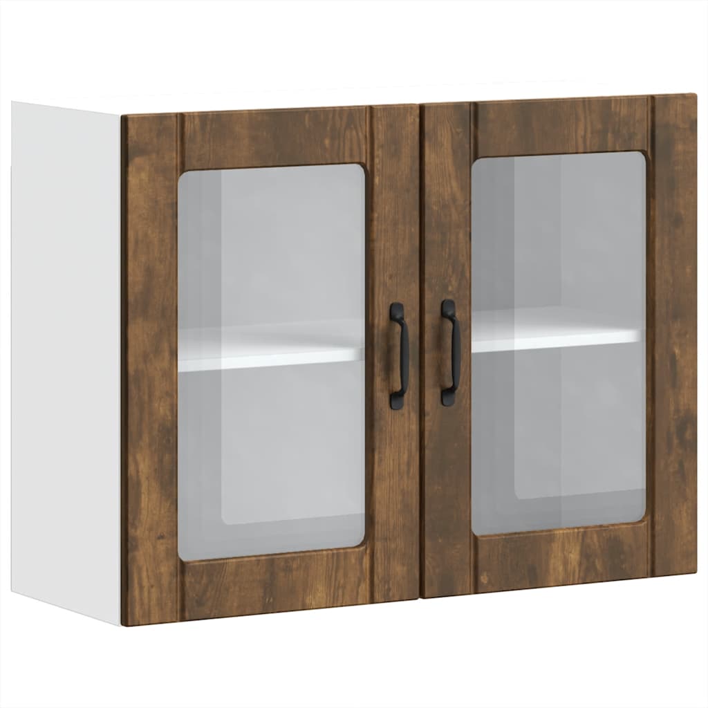 vidaXL Kitchen Wall Cabinet with Glass Door Lucca Smoked Oak Engineered Wood