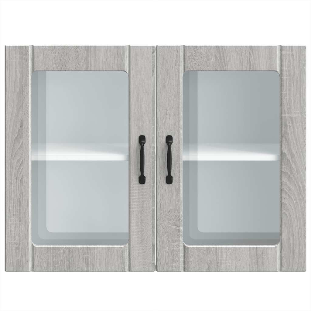 vidaXL Kitchen Wall Cabinet with Glass Door Lucca Grey Sonoma Engineered Wood