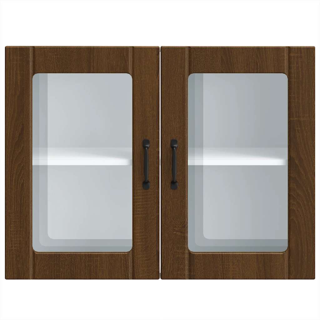 vidaXL Kitchen Wall Cabinet with Glass Door Lucca Brown Oak Engineered Wood