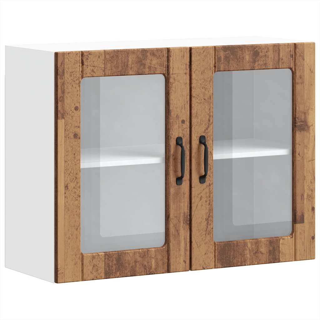 Kitchen Wall Cabinet with Glass Door "Lucca" Old Wood