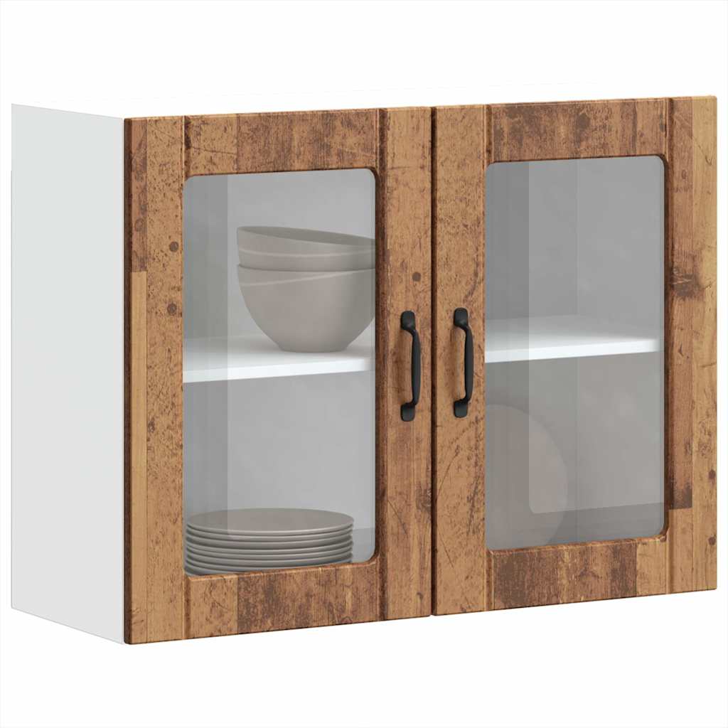 vidaXL Kitchen Wall Cabinet with Glass Door Lucca Old Wood Engineered Wood