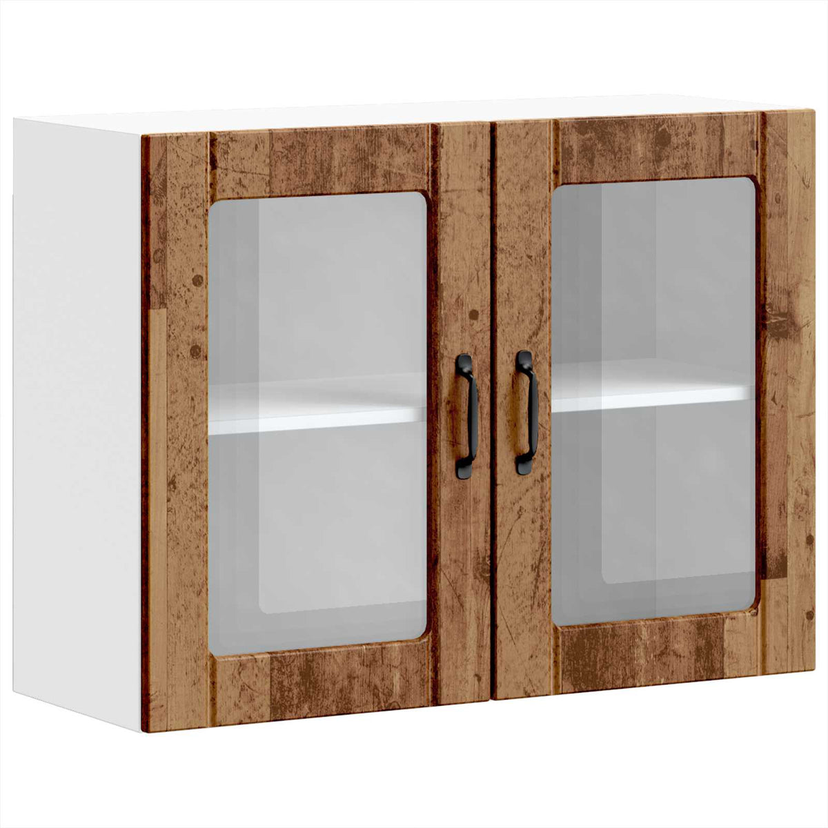 Kitchen Wall Cabinet with Glass Door "Lucca" Old Wood