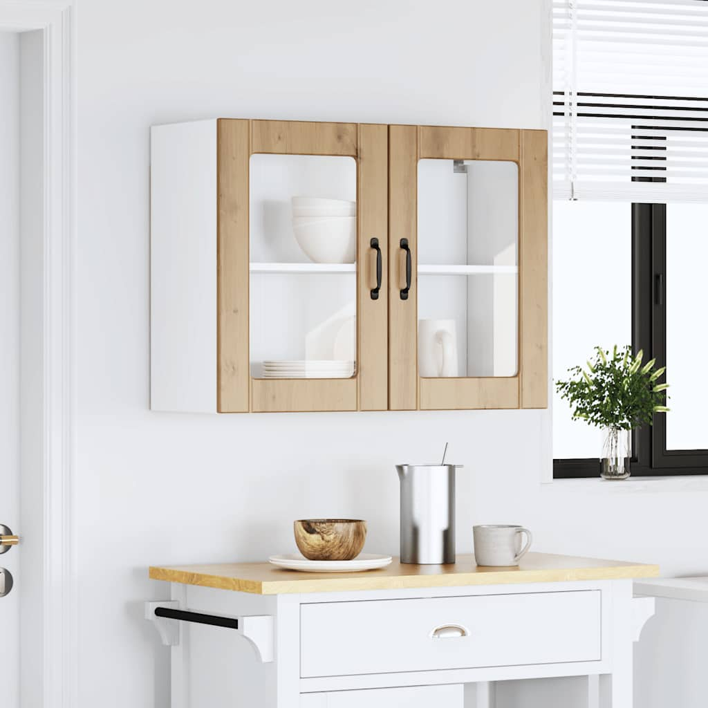 vidaXL Kitchen Wall Cabinet with Glass Door Lucca Artisan Oak Engineered Wood