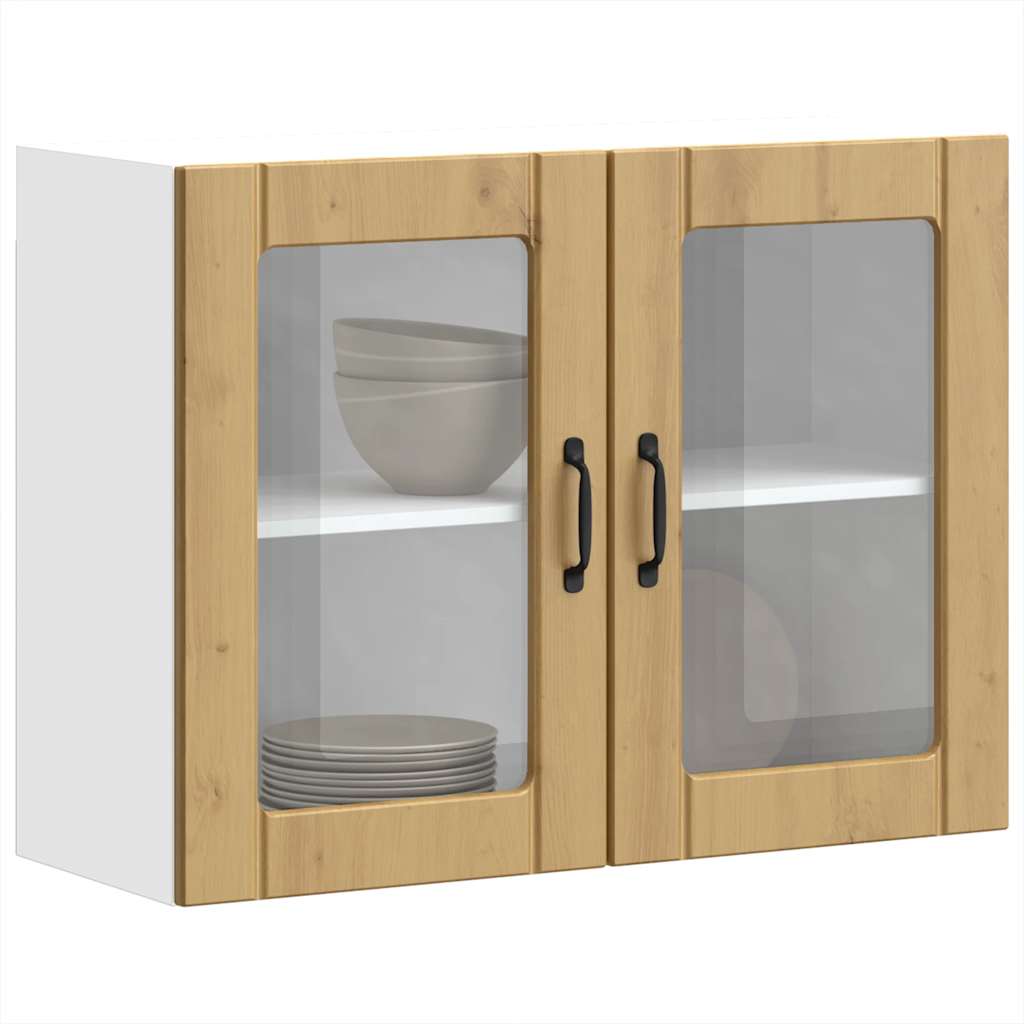 vidaXL Kitchen Wall Cabinet with Glass Door Lucca Artisan Oak Engineered Wood