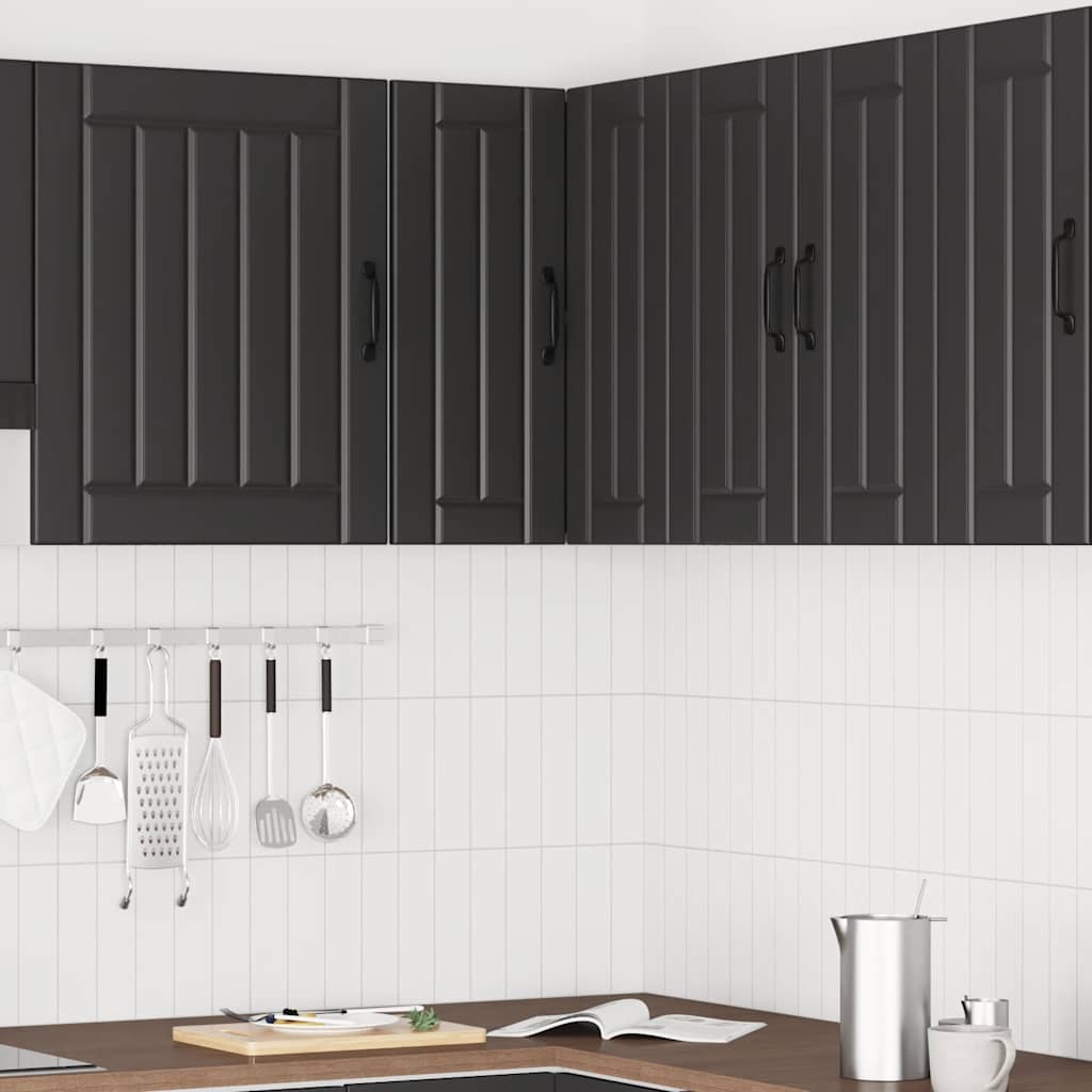 vidaXL Kitchen Wall Corner Cabinet Lucca Black Engineered Wood