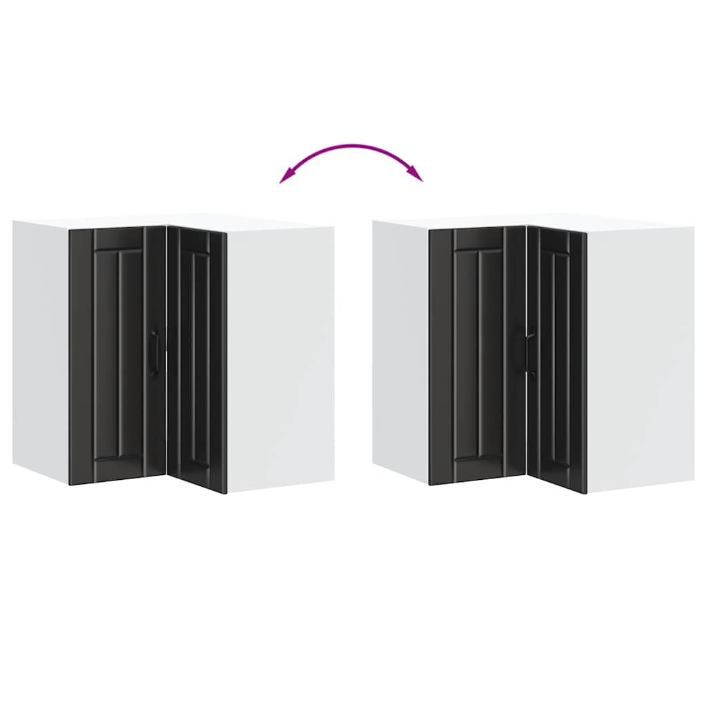 Kitchen Wall Corner Cabinet "Lucca" Black Engineered Wood