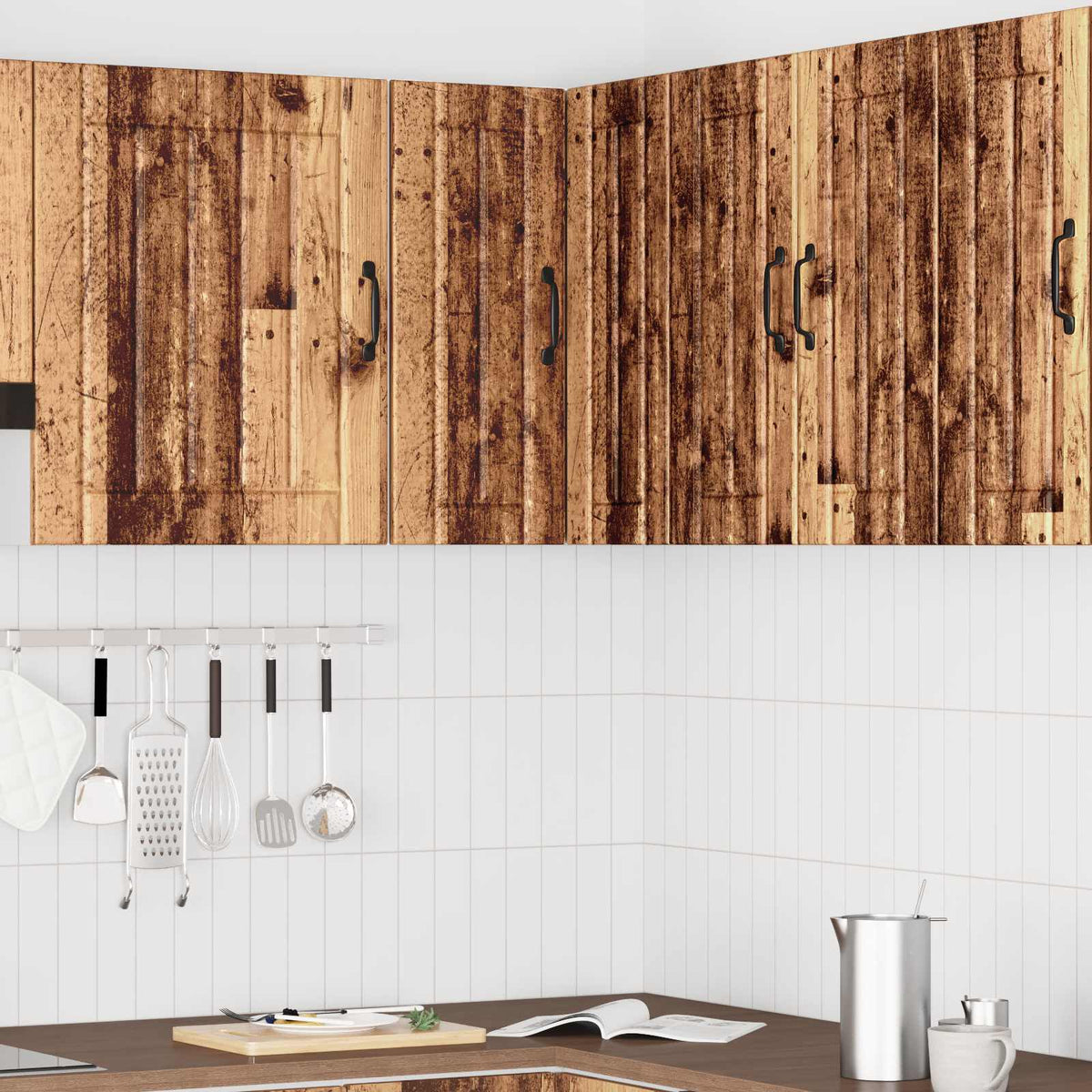 Kitchen Wall Corner Cabinet "Lucca" Old Wood Engineered Wood