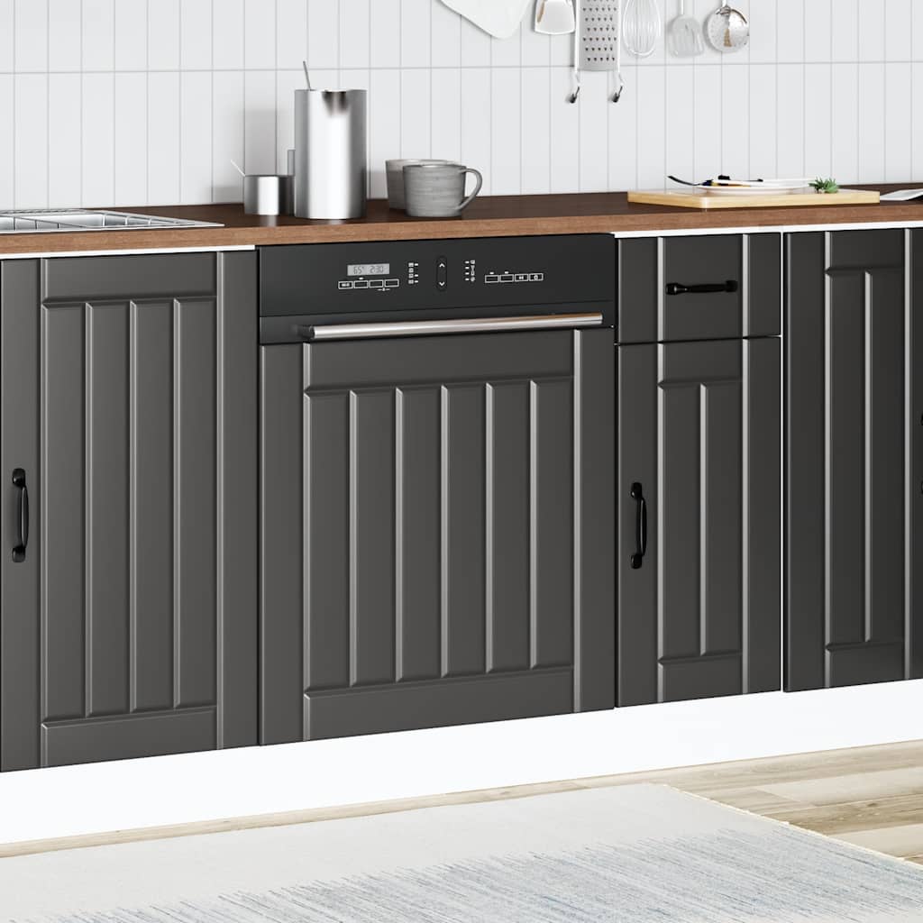 vidaXL Dishwasher Panel Lucca Black Engineered Wood