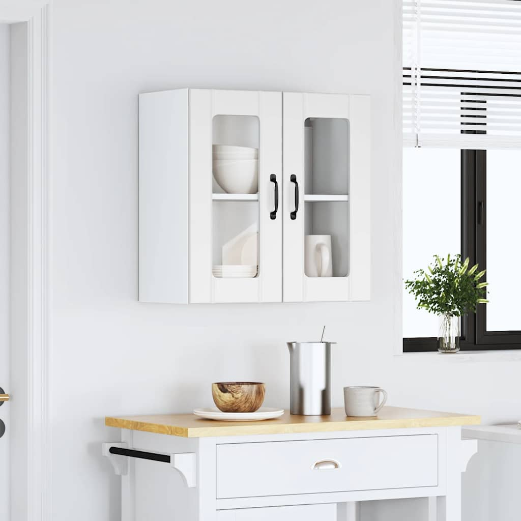 vidaXL Kitchen Wall Cabinet with Glass Door Lucca White Engineered Wood