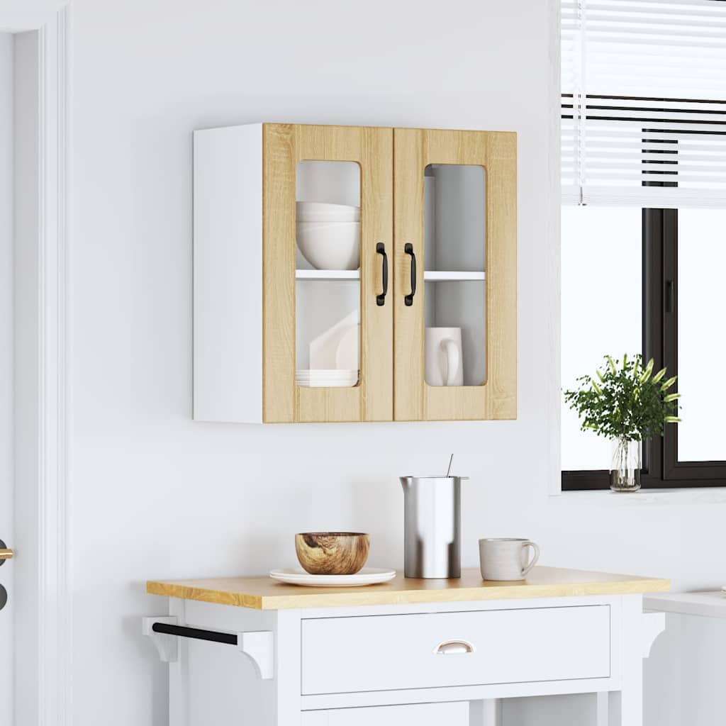 vidaXL Kitchen Wall Cabinet with Glass Door Lucca Sonoma Oak Engineered Wood