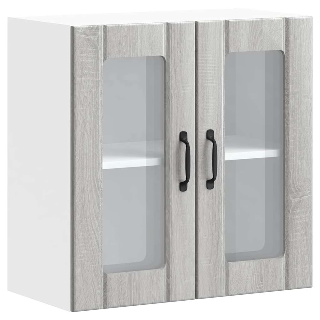 Kitchen Wall Cabinet with Glass Door "Lucca" Grey Sonoma