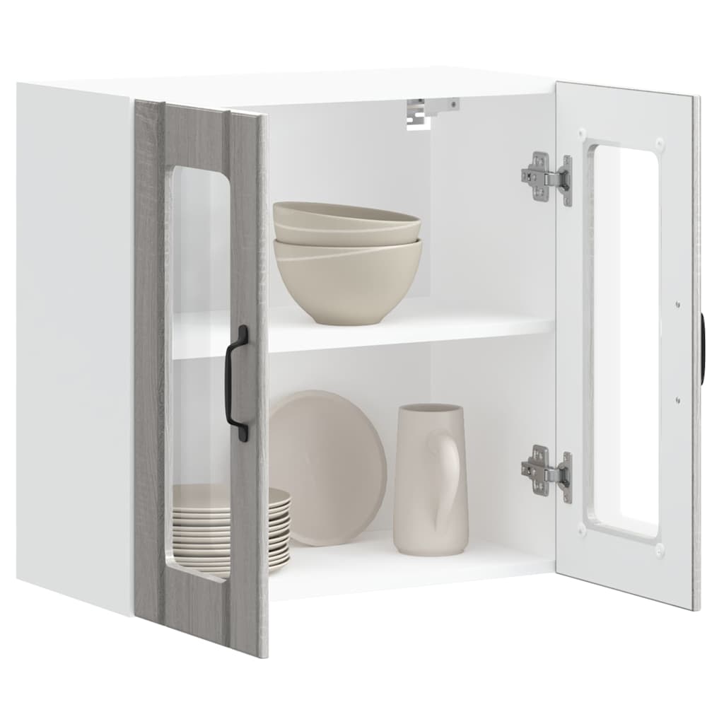 Kitchen Wall Cabinet with Glass Door "Lucca" Grey Sonoma