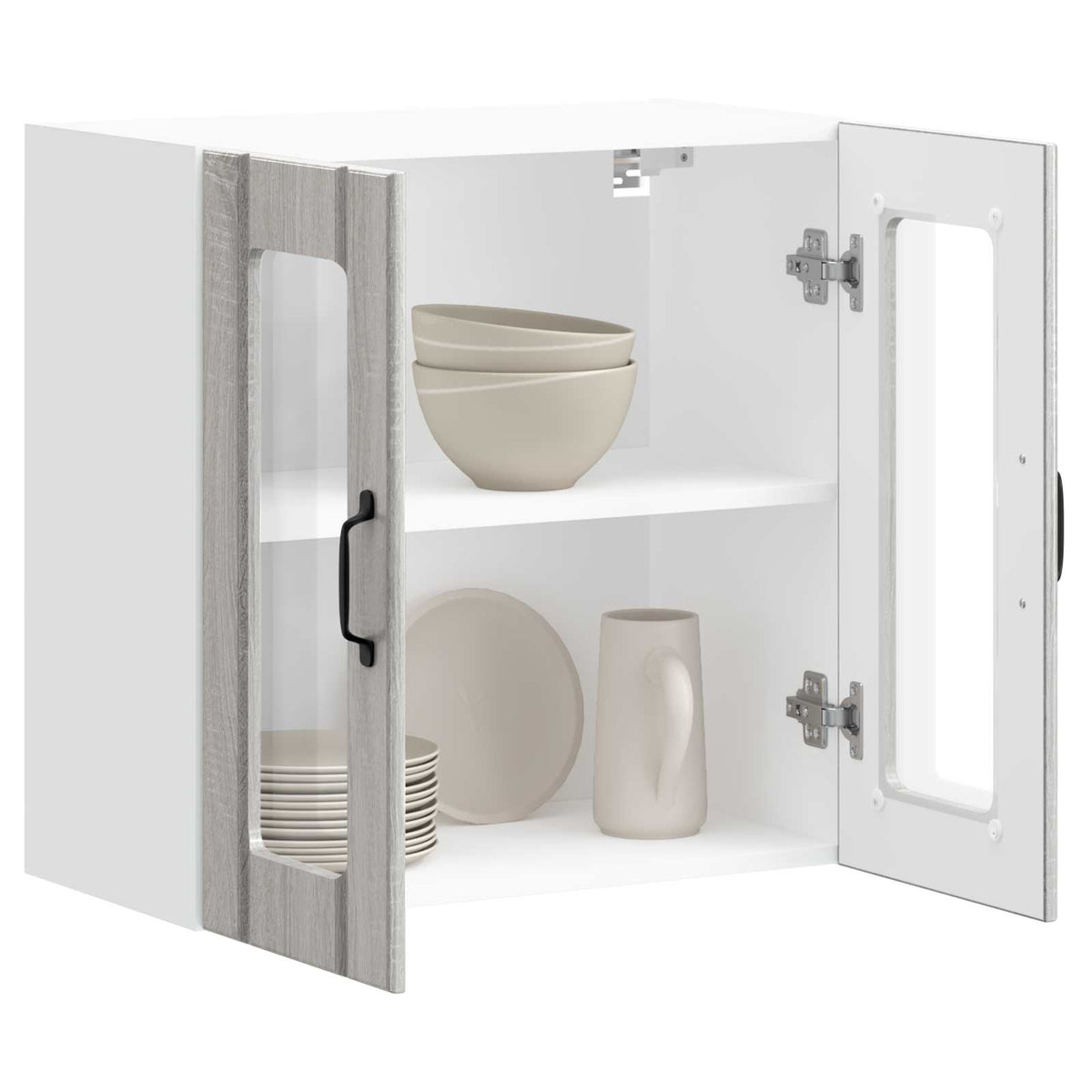 Kitchen Wall Cabinet with Glass Door "Lucca" Grey Sonoma