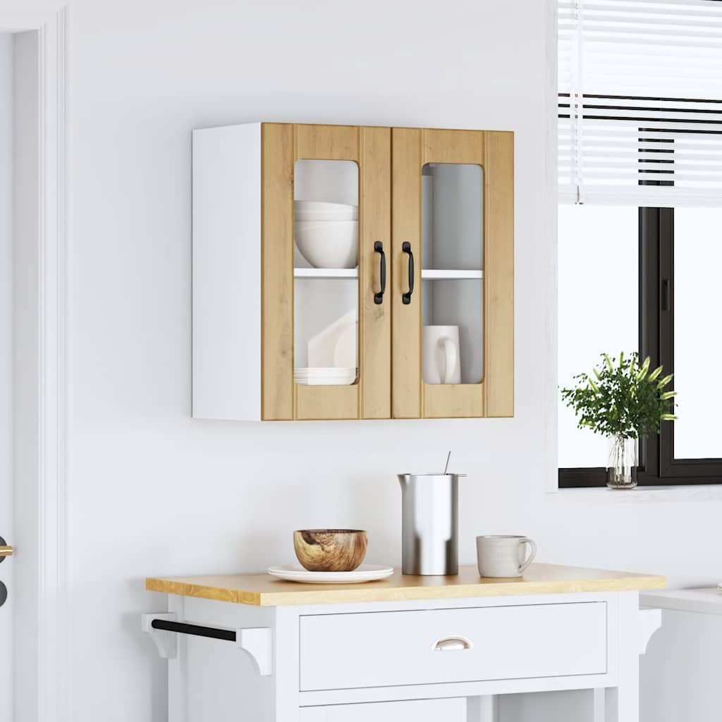 vidaXL Kitchen Wall Cabinet with Glass Door Lucca Artisan Oak Engineered Wood