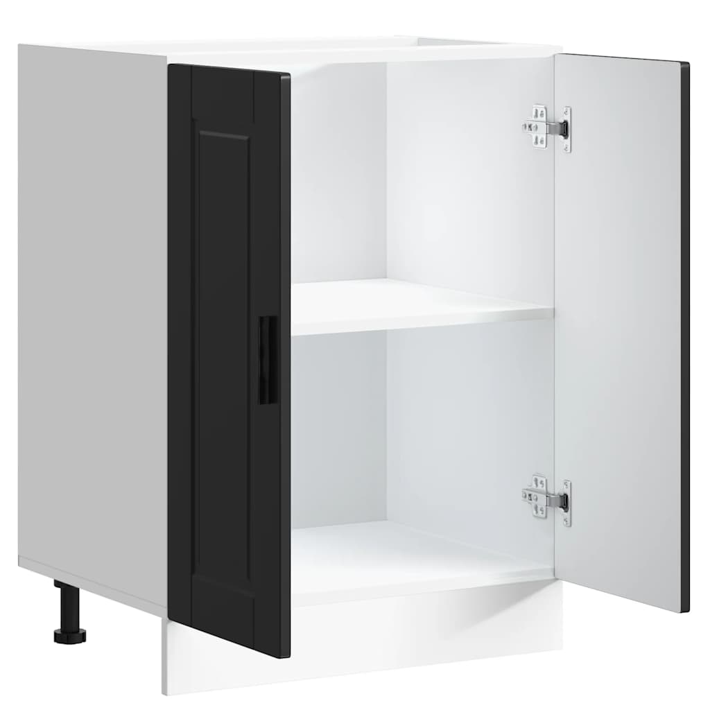 Kitchen Base Cabinet "Porto" Black Engineered Wood