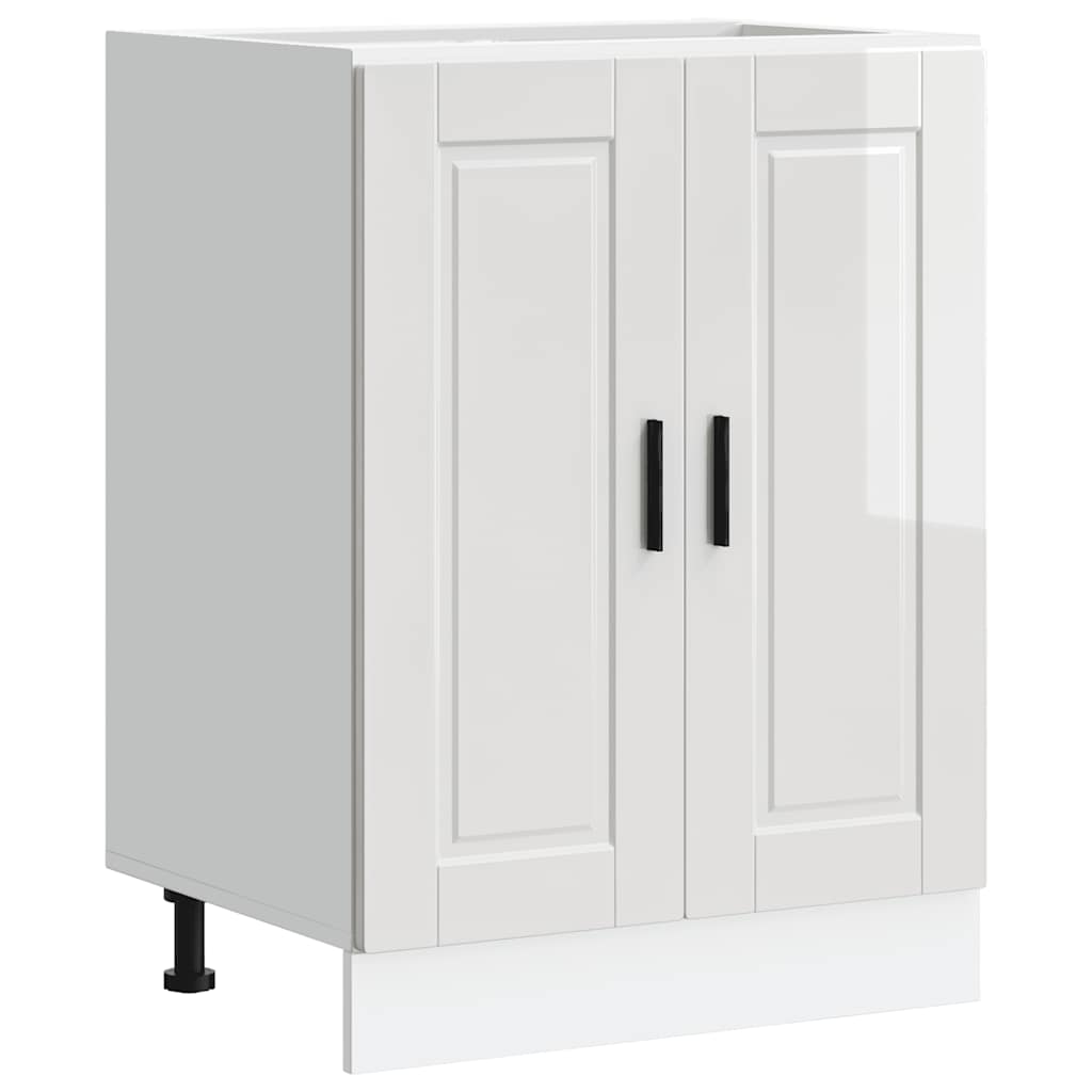 Kitchen Base Cabinet "Porto" High Gloss White Engineered Wood
