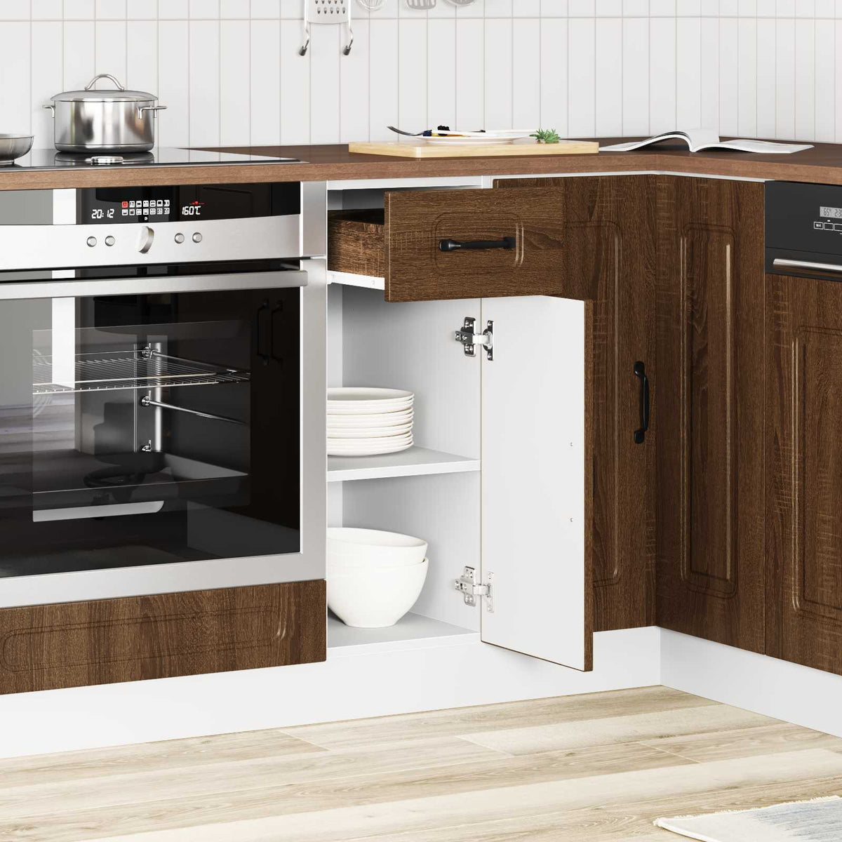 Kitchen Base Cabinet "Porto" Brown Oak Engineered Wood