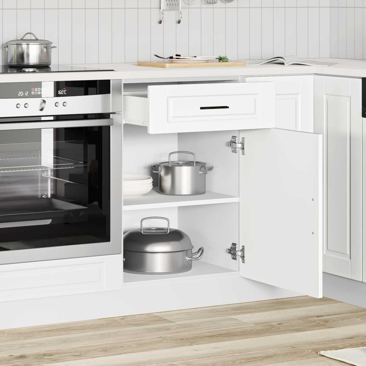 Kitchen Base Cabinet "Porto" White Engineered Wood