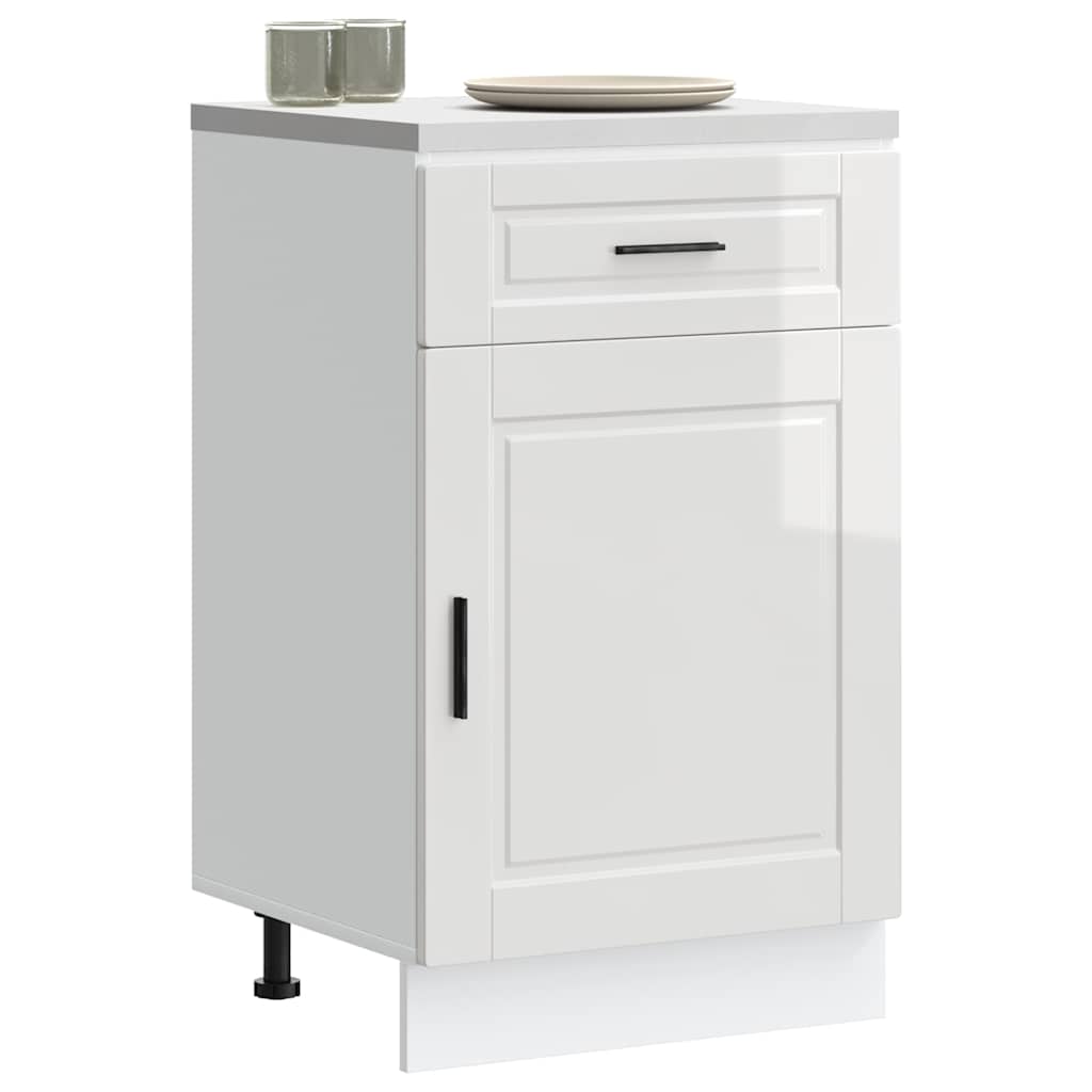 Kitchen Base Cabinet Porto High Gloss White Engineered Wood