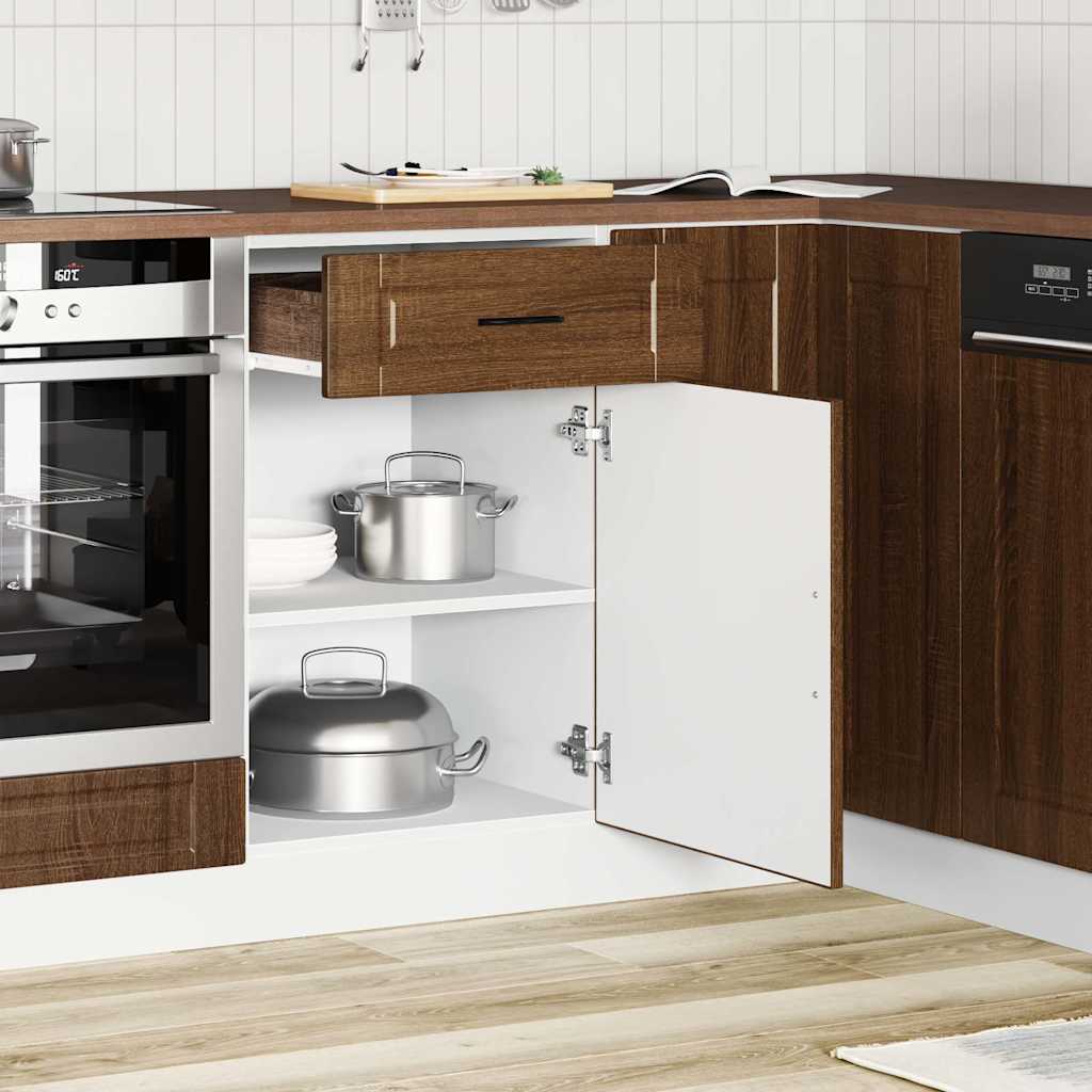 Kitchen Base Cabinet "Porto" Brown Oak Engineered Wood