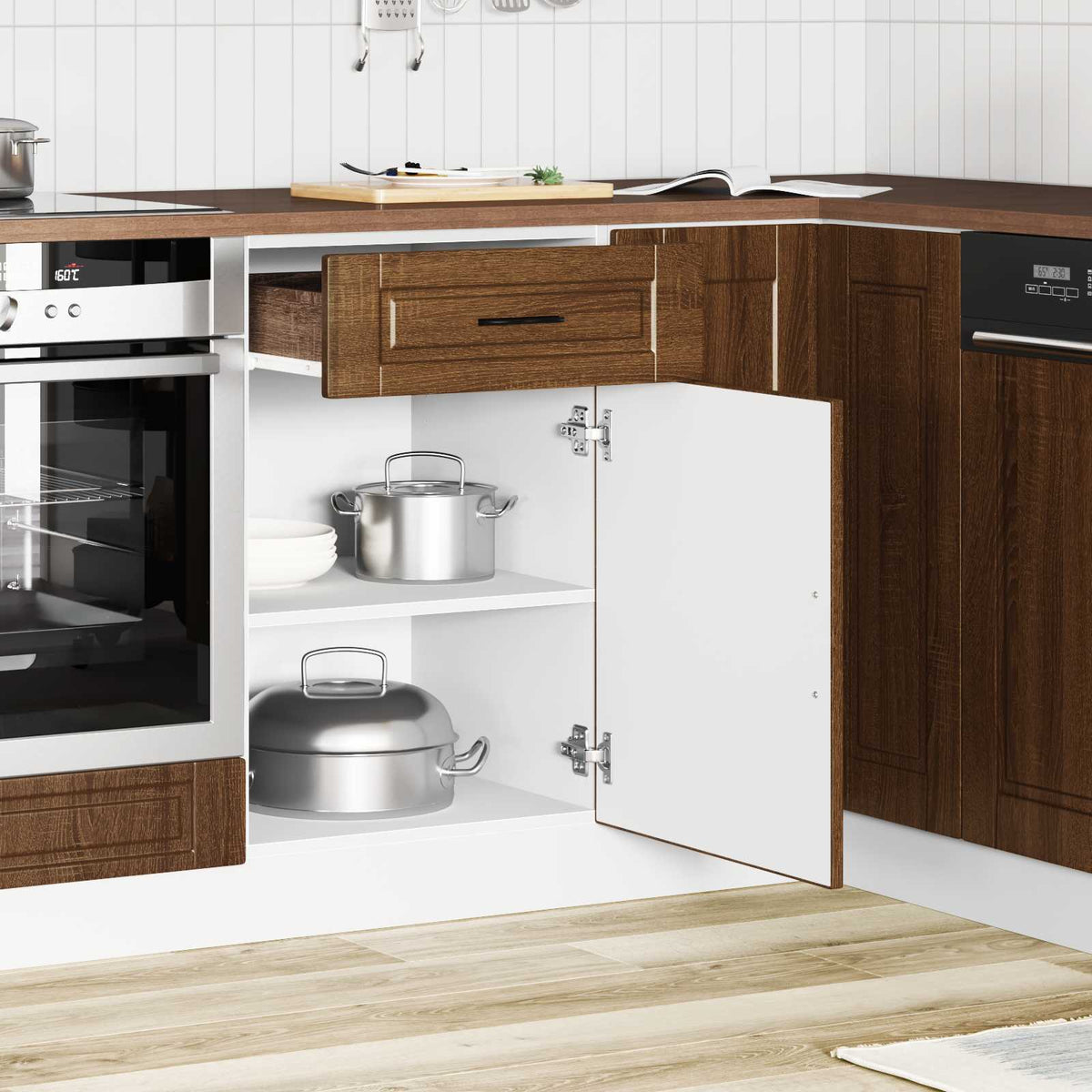 Kitchen Base Cabinet "Porto" Brown Oak Engineered Wood
