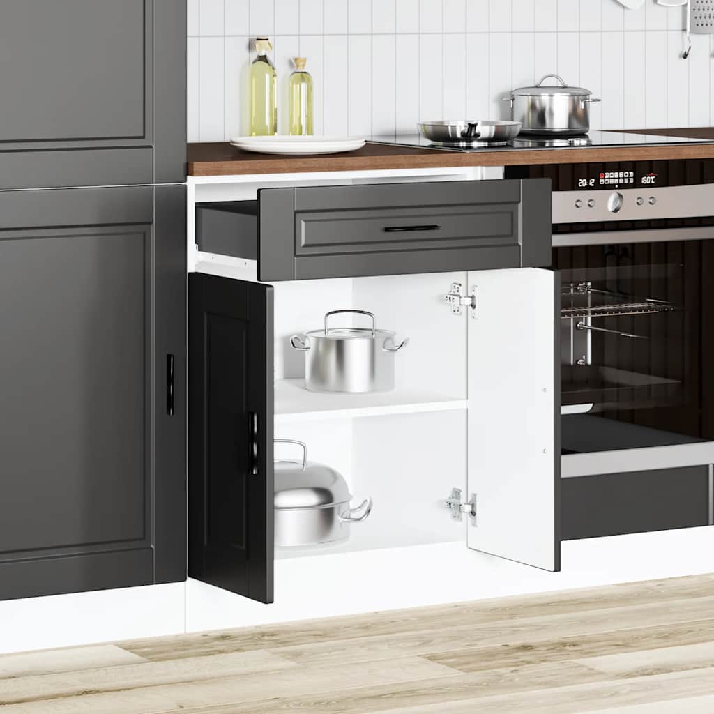 Kitchen Base Cabinet "Porto" Black Engineered Wood