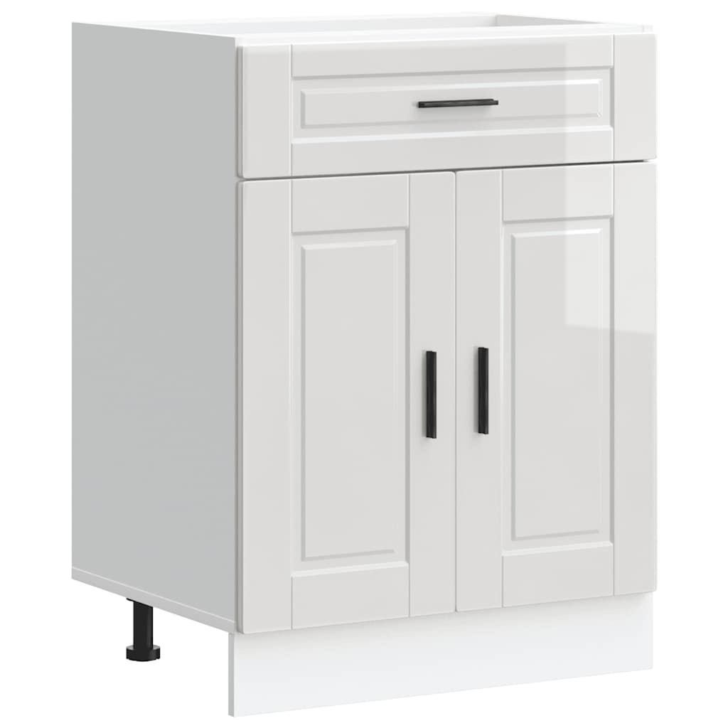 Kitchen Base Cabinet "Porto" High Gloss White Engineered Wood
