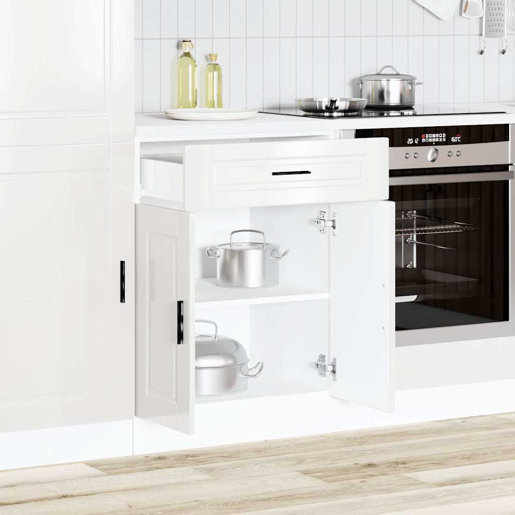 Kitchen Base Cabinet "Porto" High Gloss White Engineered Wood