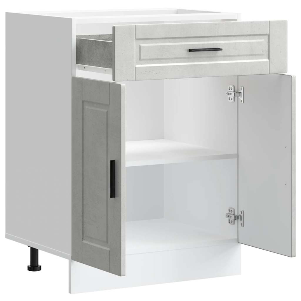Kitchen Base Cabinet "Porto" Concrete Grey Engineered Wood