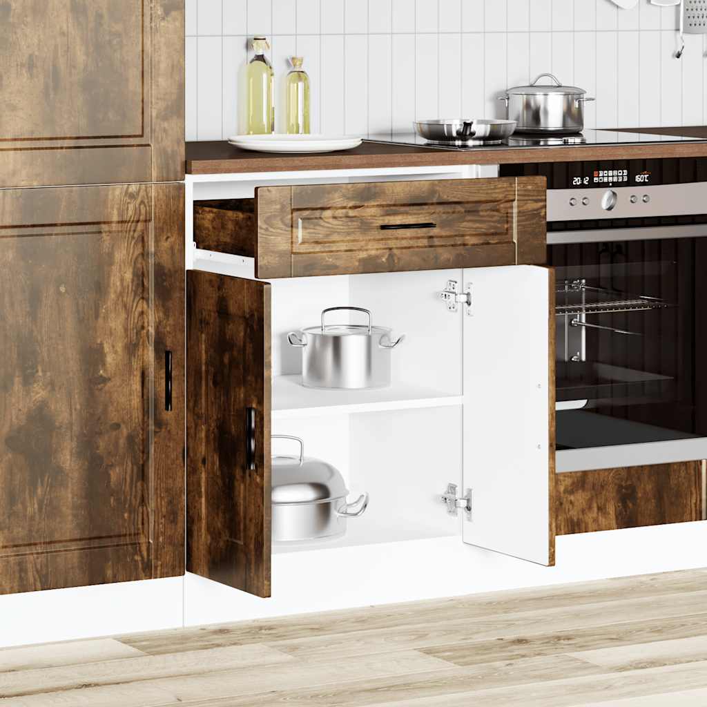 Kitchen Base Cabinet "Porto" Smoked Oak Engineered Wood