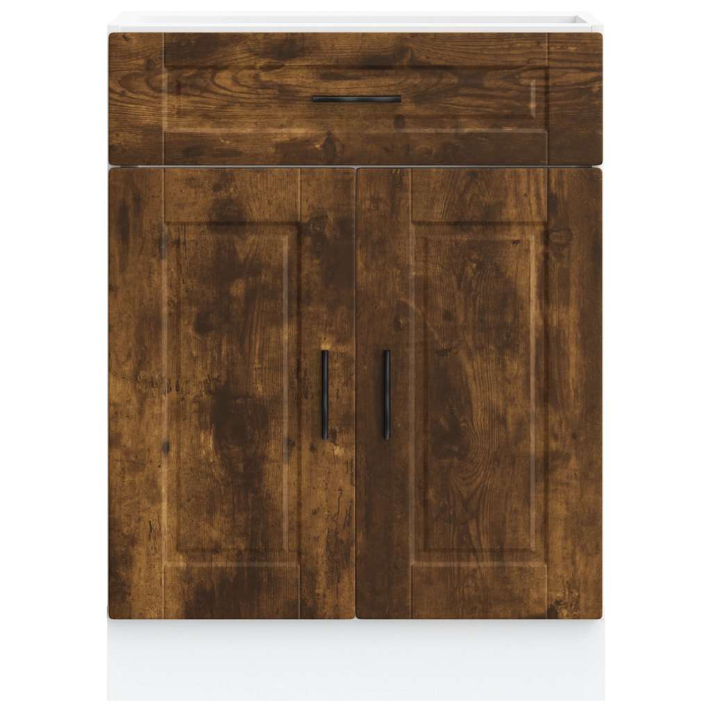Kitchen Base Cabinet "Porto" Smoked Oak Engineered Wood