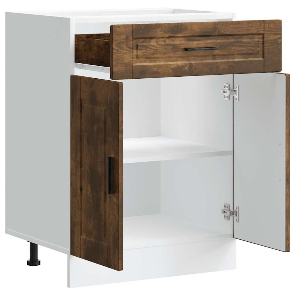 Kitchen Base Cabinet "Porto" Smoked Oak Engineered Wood