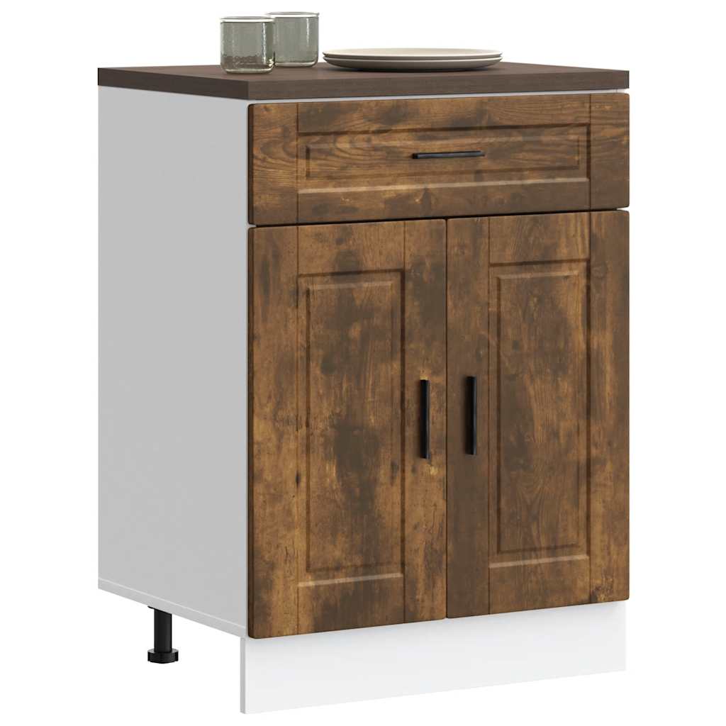 Kitchen Base Cabinet "Porto" Smoked Oak Engineered Wood