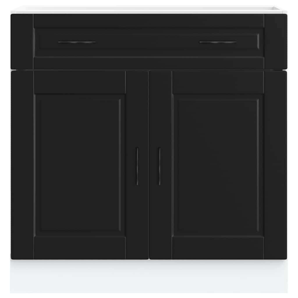 Kitchen Base Cabinet "Porto" Black Engineered Wood
