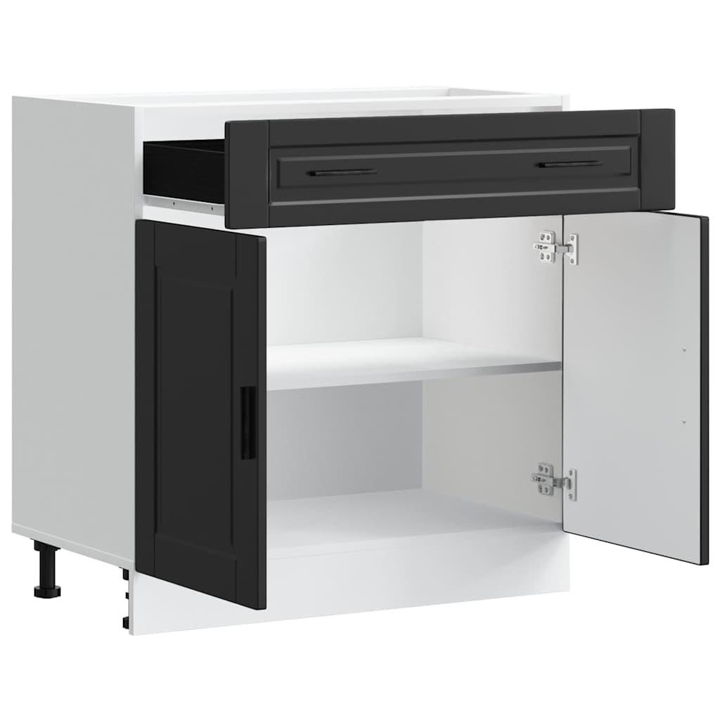 Kitchen Base Cabinet "Porto" Black Engineered Wood