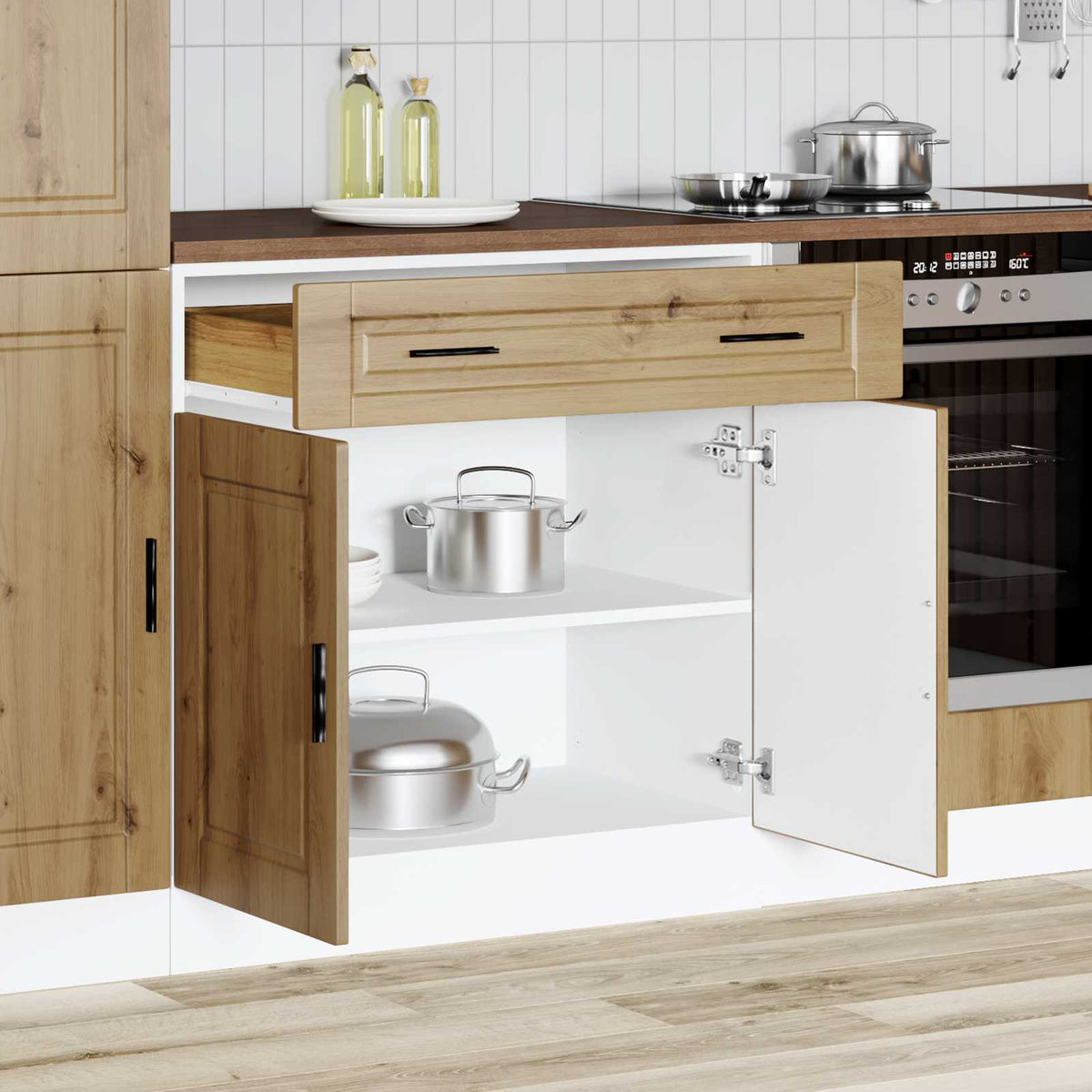 Kitchen Base Cabinet "Porto" Artisan Oak Engineered Wood