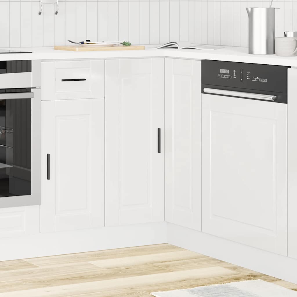 Kitchen Corner Base Cabinet "Porto" High Gloss White