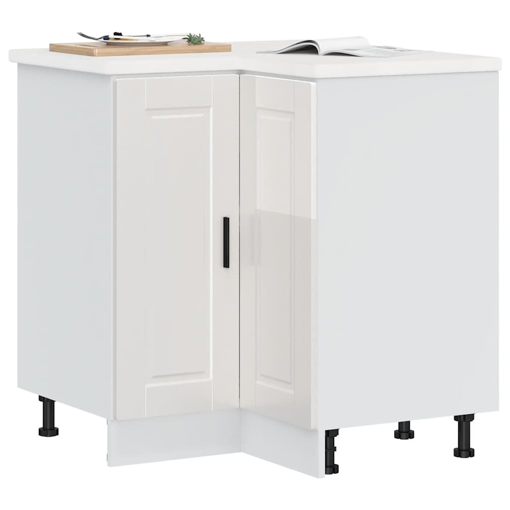 Kitchen Corner Base Cabinet Porto High Gloss White Engineered Wood