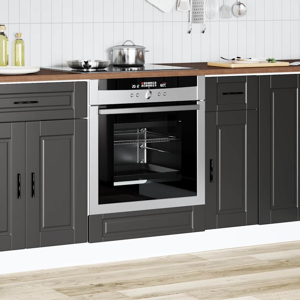 Oven Cabinet "Porto" Black Engineered Wood