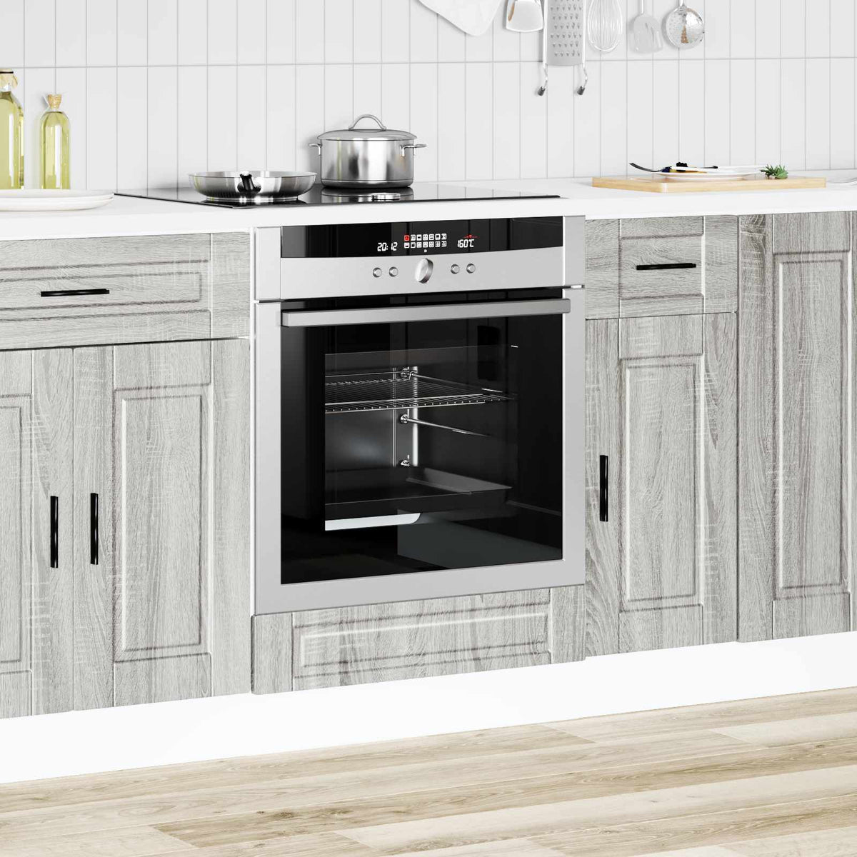 Oven Cabinet "Porto" Grey Sonoma Engineered Wood